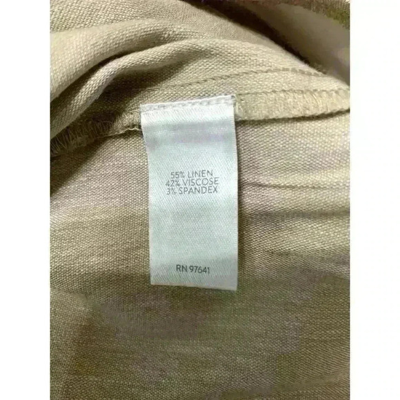 J Jill Linen Stretch Pants Womens XL Beige Button Leg Side Zip Minimal Casual - Picture 7 of 11